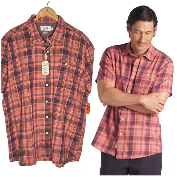 Grayers Other - Grayers | Men | Classic Plaids Coral Red SS Button Up Shirt | Size XXL